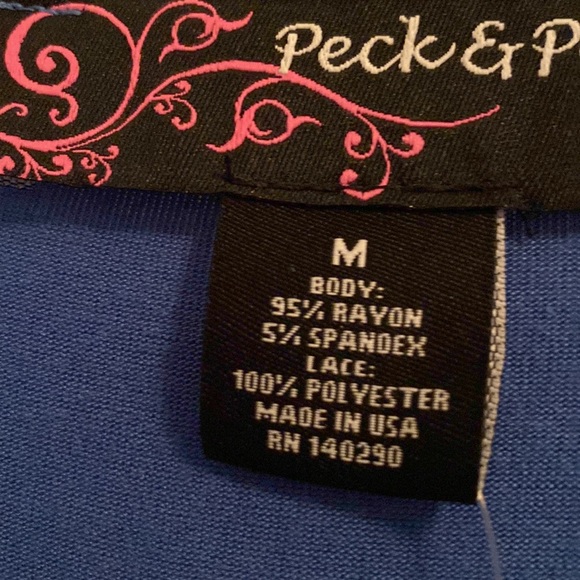 PECK & PECK ROYAL BLUE LACE OVERLAY TOP - Picture 4 of 5